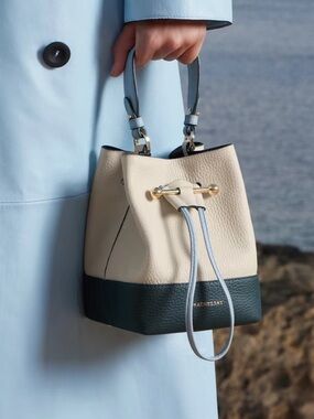 Strathberry Two-Tone Osette Bucket Bag - Ivory/Sage